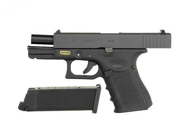 [WE] Glock 19 R19 Gen4 - kovový závěr, blowback, černý (G003B-B)