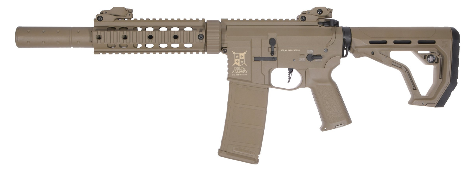 Airsoftová zbraň Delta Armory AR15 SilentOps 7" EAGLE Charlie Full Tan