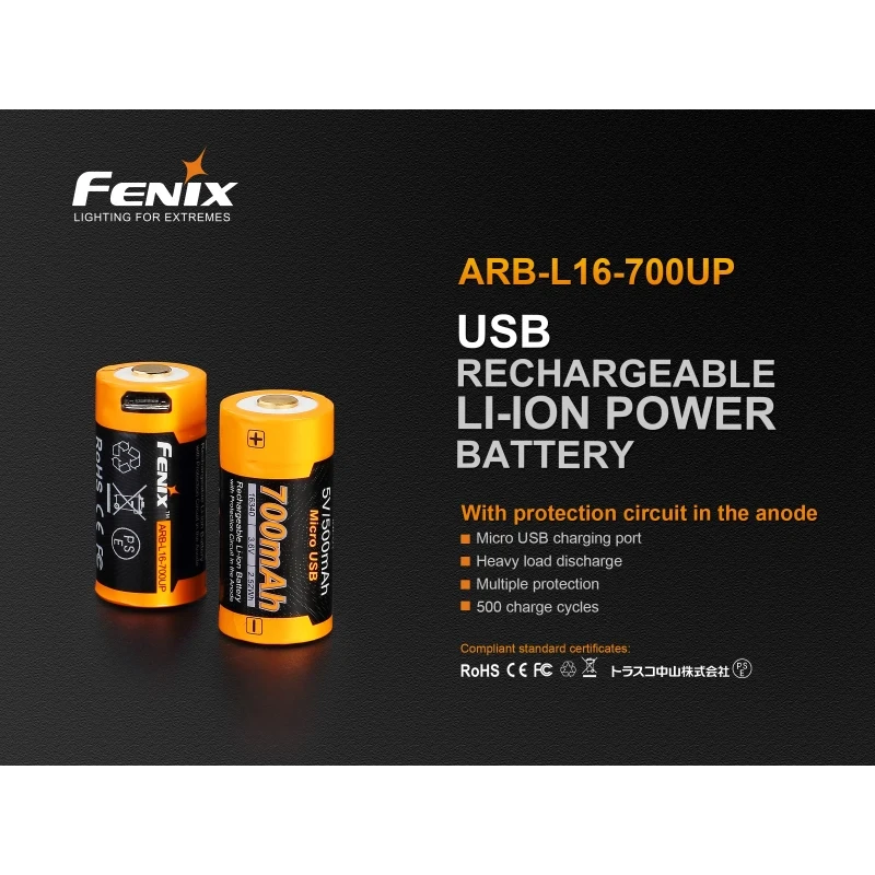Dobíjecí USB baterie Fenix RCR123A / 16340 High Current (Li-ion) 1